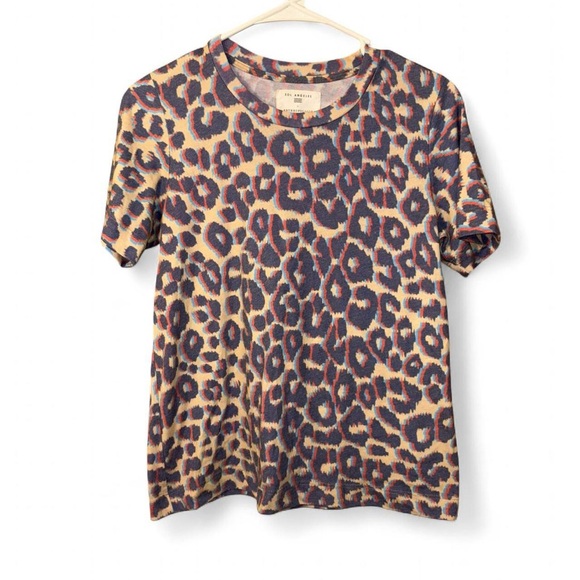 Sol Angeles X Anthropologie  Purple and Cream Leopard Print Tee - Picture 2 of 8